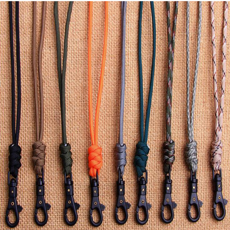 1pc håndlavede paracord lanyard nøglering til fløjter ledning nøgler id badge mobiltelefon klatring plastik klip hængende nakke reb lanyard