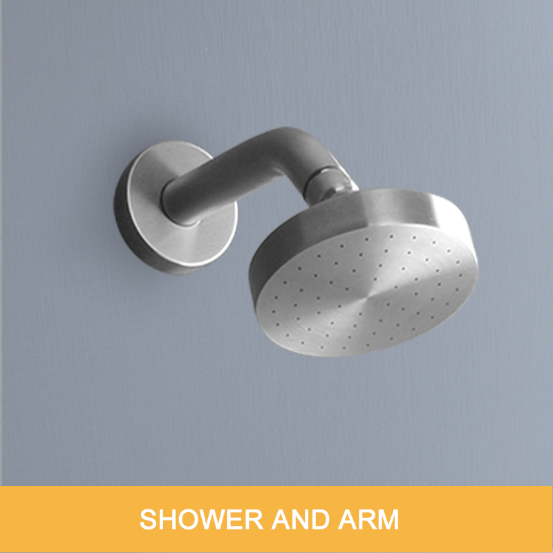 Stainless Steel Concealed Shower Faucets Set Brushed Nickel Rainfall Shower Head Single Handle Mixer Tap Bathroom Shower Mixer: Top Shower and Arm