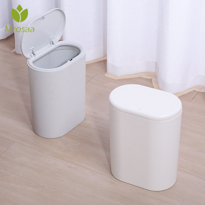 Mrosaa Plastic Narrow Type Kitchen Trash Can Toilet Press Type Waste Bin Dustbin Bathroom Trash bin Basket Garbage Bucket