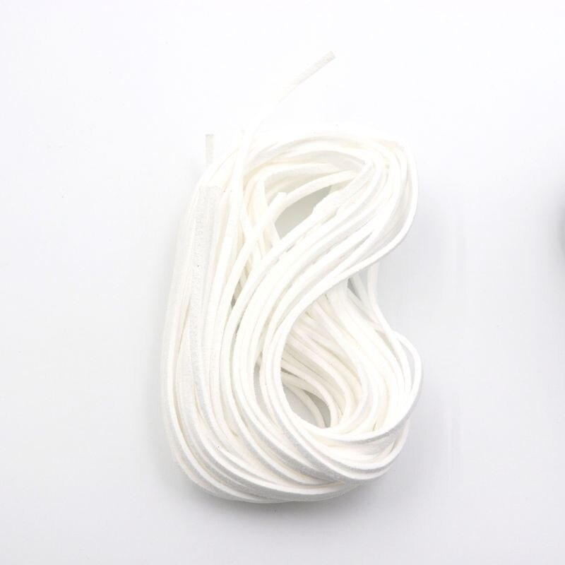 5pcs 1m 3mm Flat Faux Suede Korean Velvet Leather Cord DIY Rope Thread Jewelry Making Decorative Handicrafts Accessories: Pure White