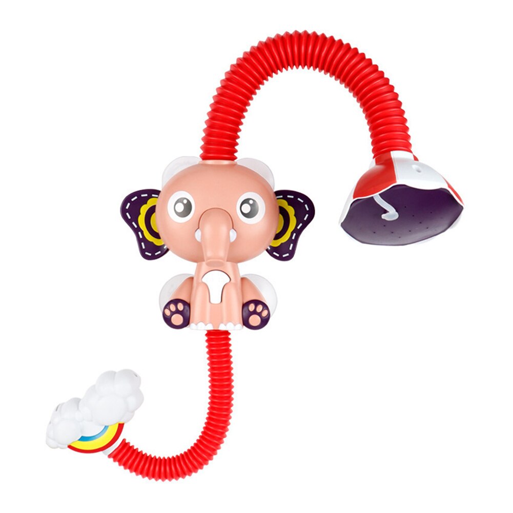 Baby Shower Bath Toy Flexible Cute Shape Elephant Electric Bath Shower Head Tap Educational Learning Study Toy: Red