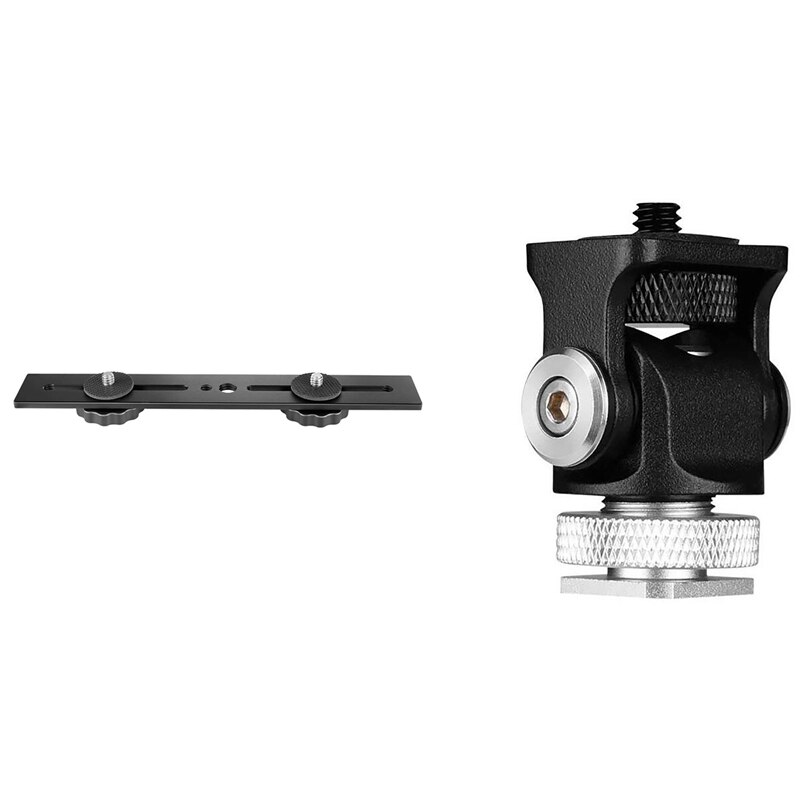 Shoe Mount Monitor Microphone Flash Holder 1/4 Inch Screw With 8 Inch Dual Flash Camera Mount Tripod Bracket: Default Title