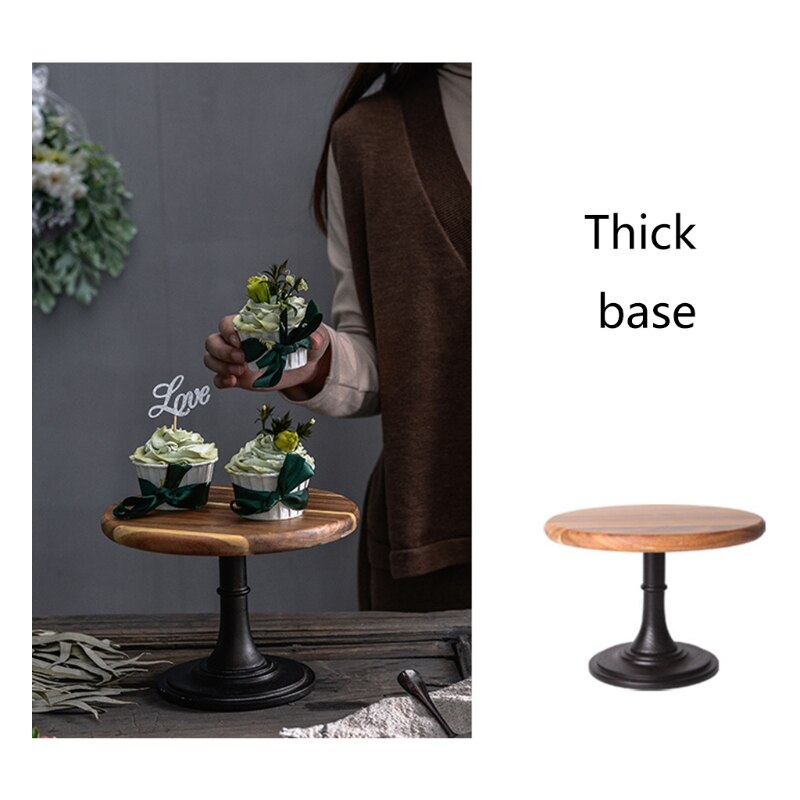 449C Tall Solid Wood Cake Pan Round Pedestal Dessert Table Tray Stand Holder Cupcake
