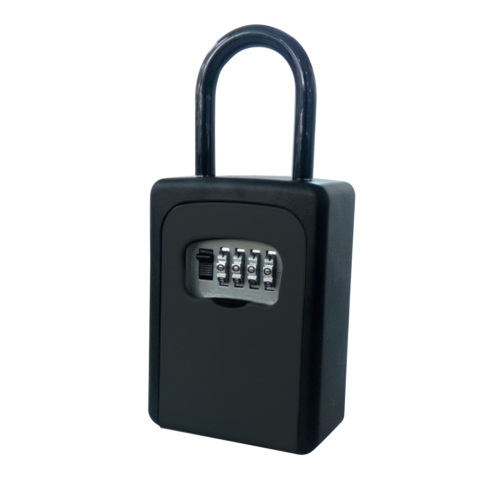 Key Lock Box with Dust Cover Aluminum Alloy 4-Digit Padlock Case Lockbox Key Safe Box Portable Storage for Key ID Card U Disk: Black