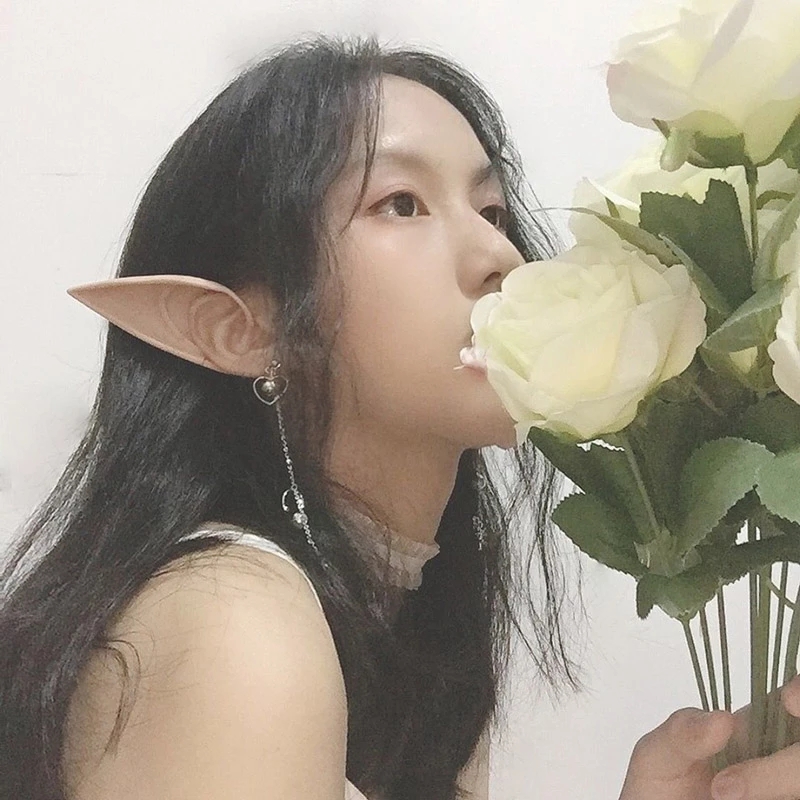 1 paio di orecchie da elfo in reticolo fata angelo vestire orecchie finte puntelli forniture Cosplay mezza orecchio festa di Halloween puntelli foto decorazioni natalizie