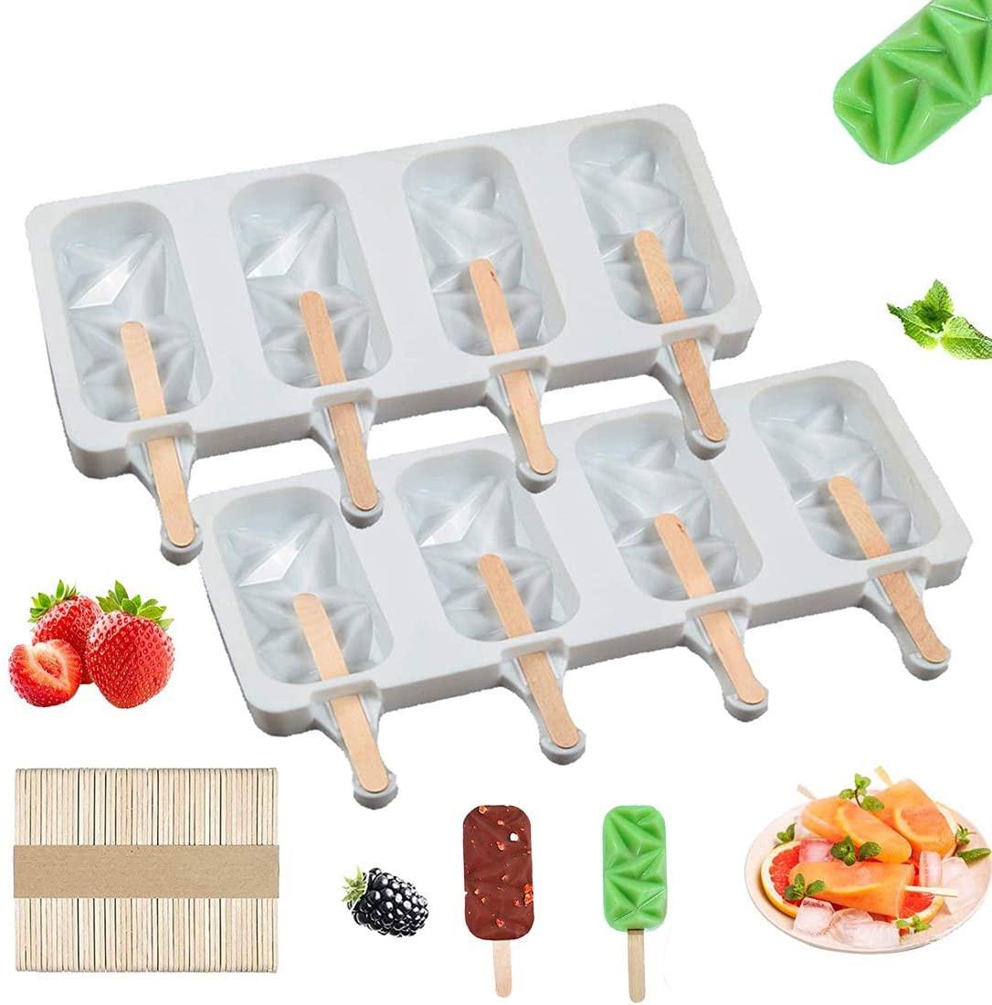 4-Cavity Popsicle Mold 2Pcs Ijs Maken Tool Set Diy Bakvorm Popsicle Cakevorm Te schoon Candy Bar: B-1