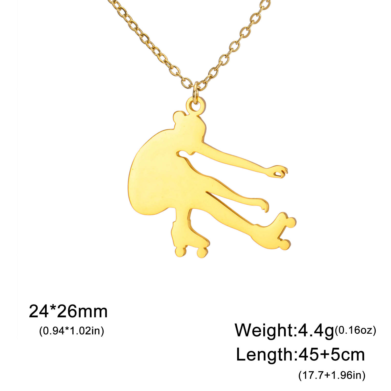 Unift Figure Ice Skater Necklace for Women Daughter Stainless Steel Roller Skating Sport Artistic Skating Girl Jewelry Trendy: Imitation Rhodium Plated
