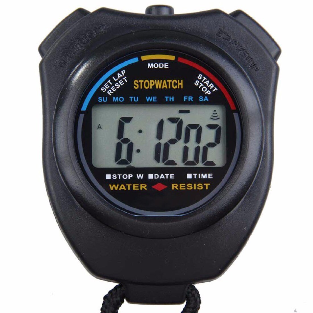 Classic Waterproof Digital Handheld LCD Chronograph Handheld Sports Stopwatch Timer Stop Watch With String