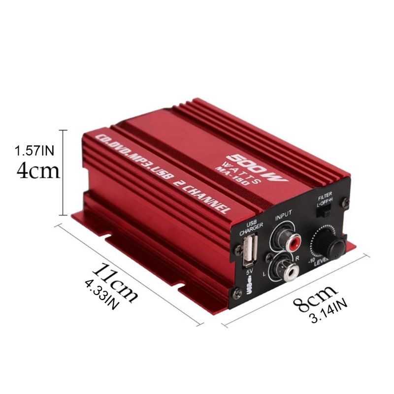 Mini Hi-Fi 18W 2 Channel Stereo Amplifier For Car Auto Motorcycle L9CE