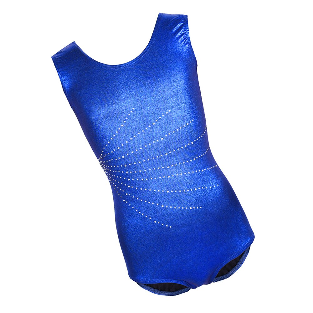 Metallic Luster Ballet Leotard Sleeveless Gymnastics Suit Dance Practice Bodysuit for Kids Girls (Dark Blue, for 5-6Y)