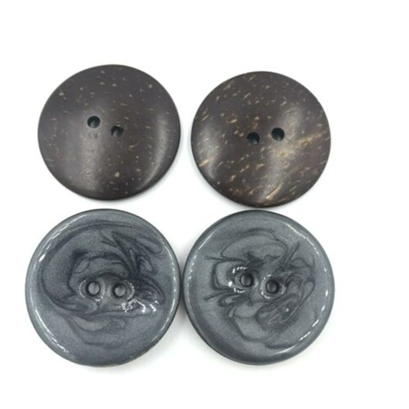 Bricolage 5 pièces coquille de noix de coco émail boutons outils de couture vêtements accessoires artisanat décoratif taille 40mm trou taille 4mm: Deep gray -5pcs