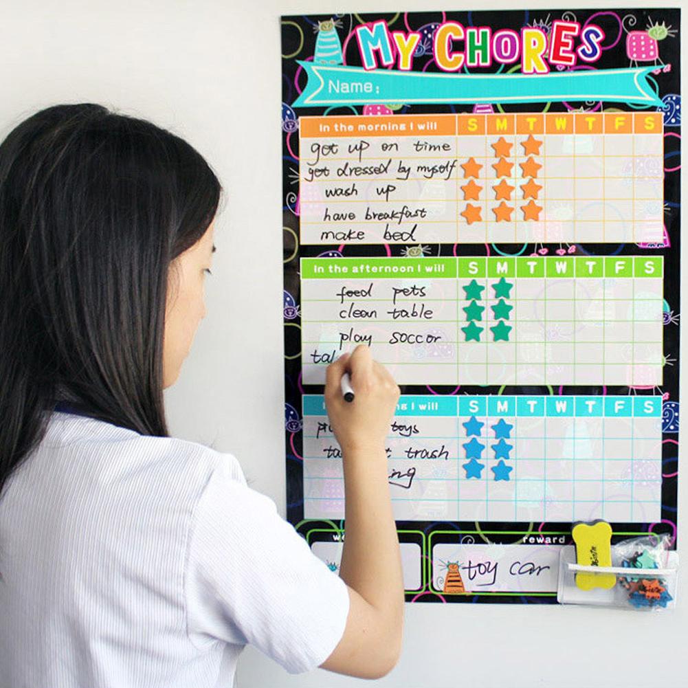Selvdisciplin bord whiteboard wallsticker lim på bagsiden mobil whiteboard magnetisk sletbar whiteboard til børn