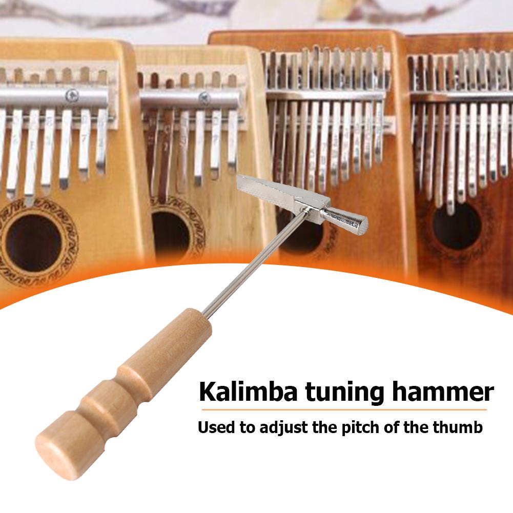 145x60x20mm Durable Kalimba Tuning Hammer Holzgriff Metall Tragbare Tuning Hammer für Alle Größe Daumen klavier Silber Gelb