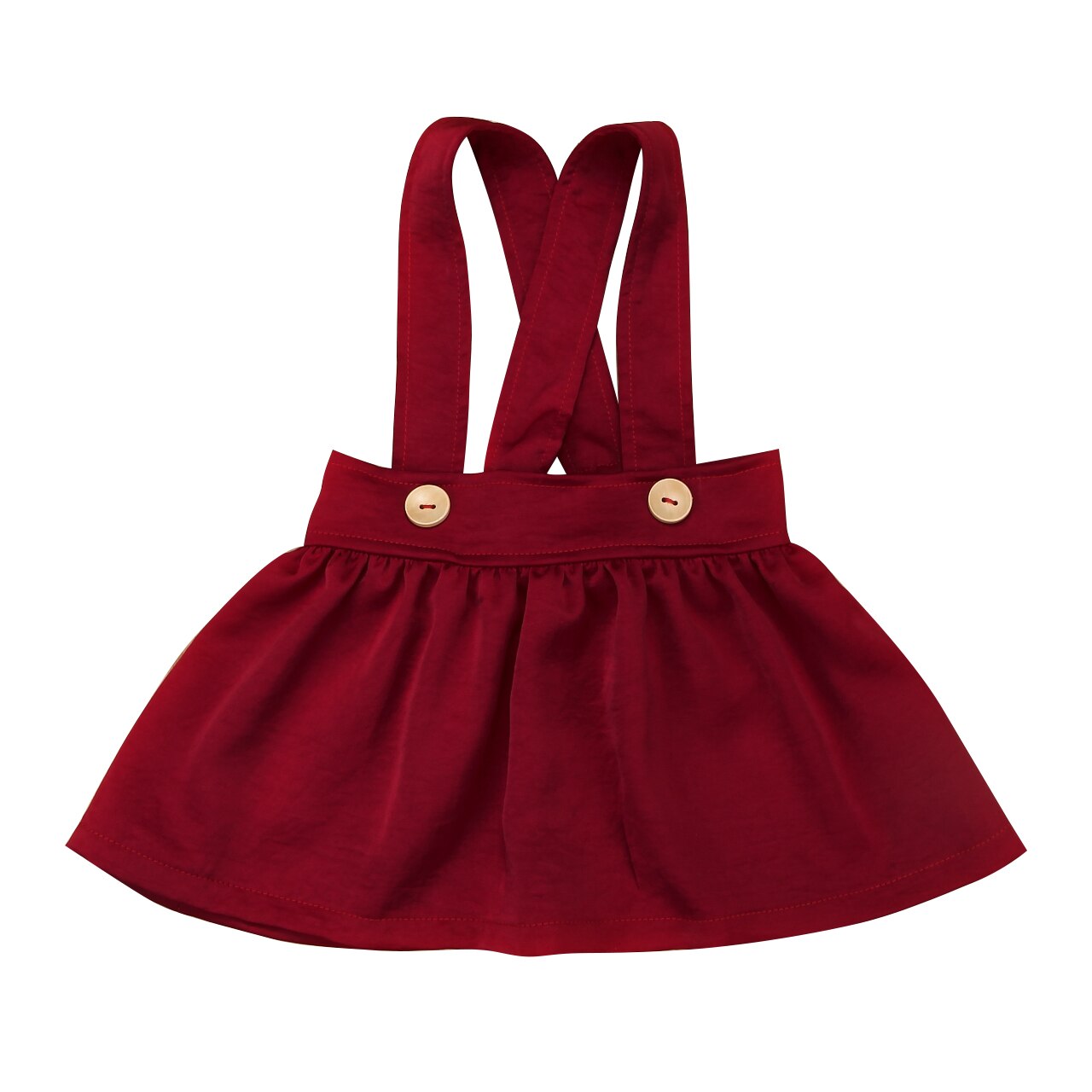 Kids Baby Girls Casual Cotton Overalls Jumper Dress Suspender Tutu Mini Skirt: Red / 110