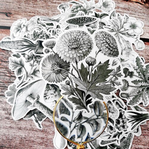 Vintage schwarz und weiß anlage sticker pack DIY s... – Vicedeal