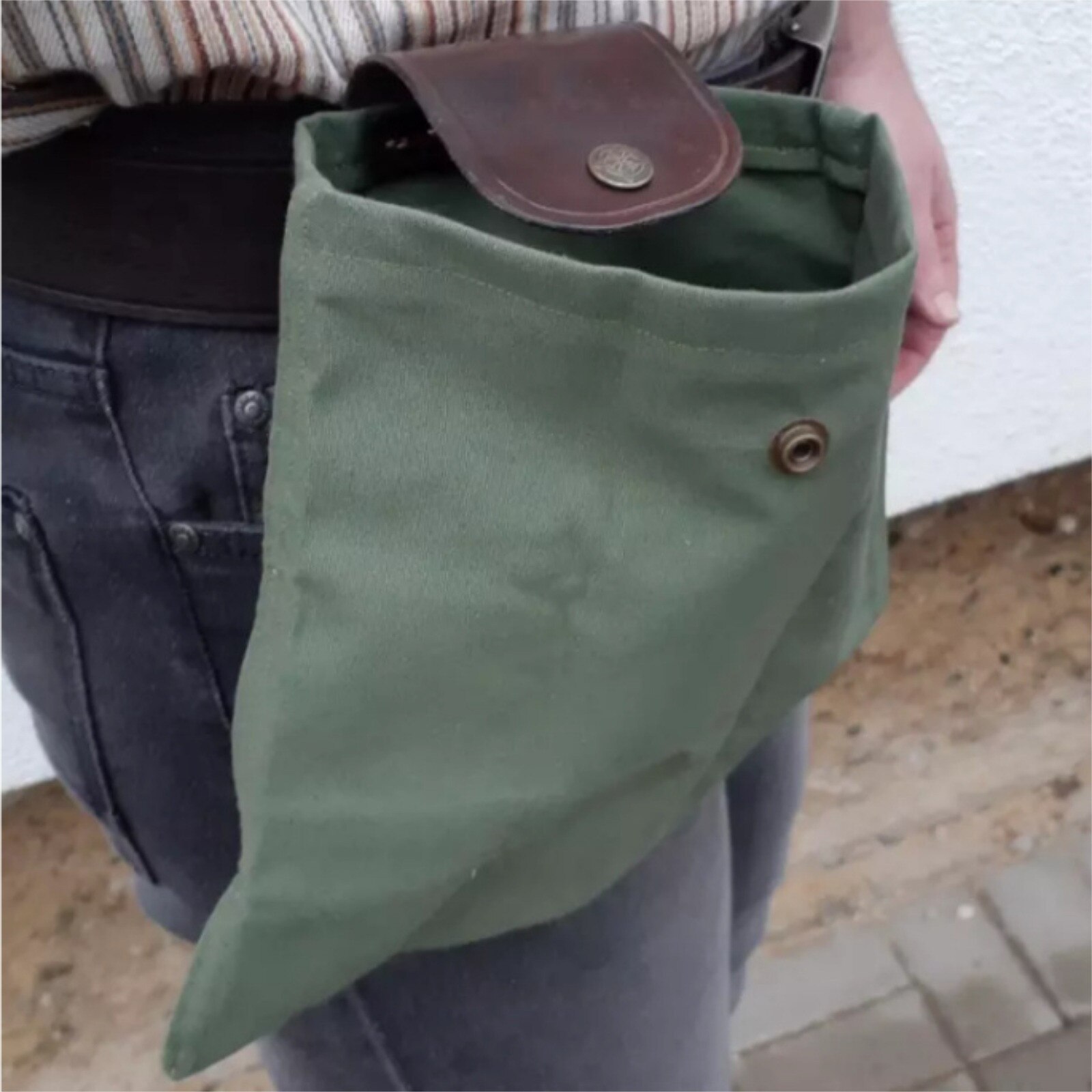 4 # Lederen Canvas Camping Outdoor Tas Canvas Foerageren Pouch Voor Wandelen, gesp Duty Tool Zakje Met Koord Voor Buitenshuis