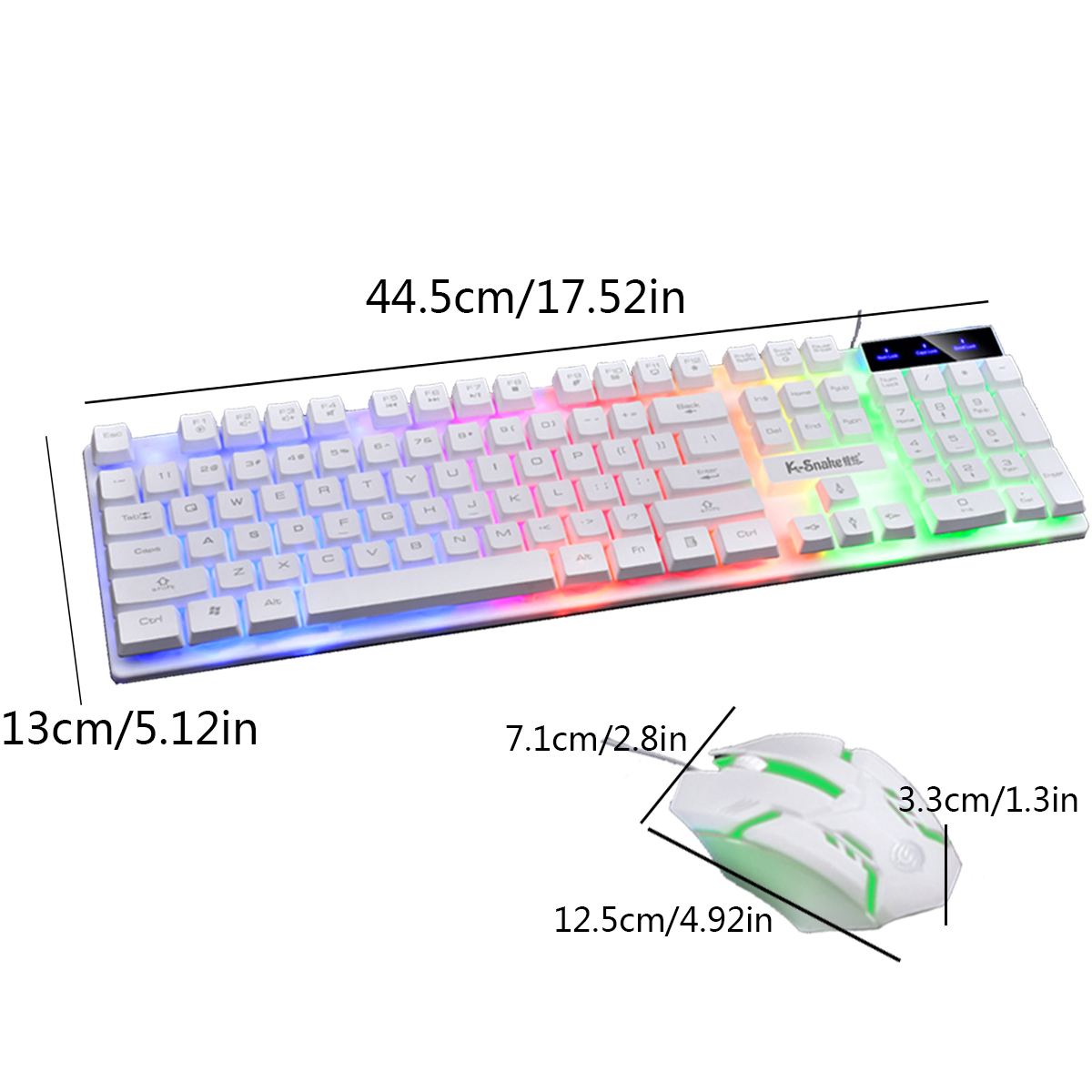 1000DPI USB Wired Rainbow Backlight Keyboard Mouse Set Mechanical for PC Laptop Desktop Gaming Stylish Ergonomic Combo
