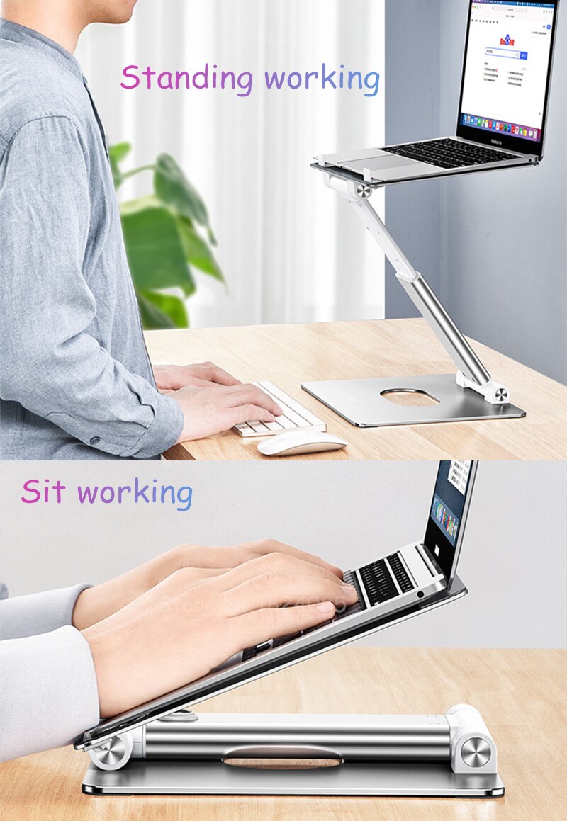 Height Adjsutable Tall Laptop Stand Aluminum Stretchable Heighten Sit/Standing Working Availabe Notebook Standing Holder