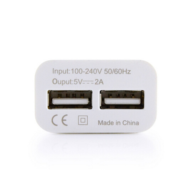 EU Plug 5V 2A Dual Ports USB Charging Plug Connector Commercial Travel Home Wall Charger Adapter Double USB Power Socket Dock