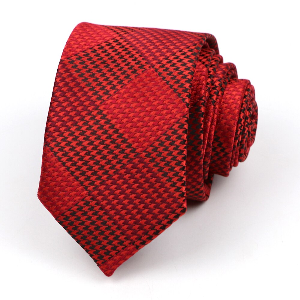 Men's Skinny Tie 6CM Width Casual Plaid Polyester Necktie for Men Party Wear Cravat Business Wedding Accessories: 3