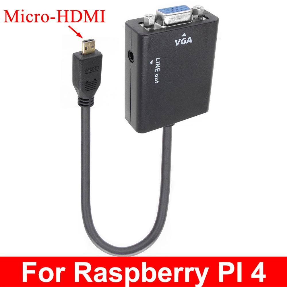 2 GB/4 GB Raspberry Pi 4 Model B Micro-HDMI NAAR VGA Kabel Video Converter Adapter Video -out overdracht desktop PC Laptop Tablet PC