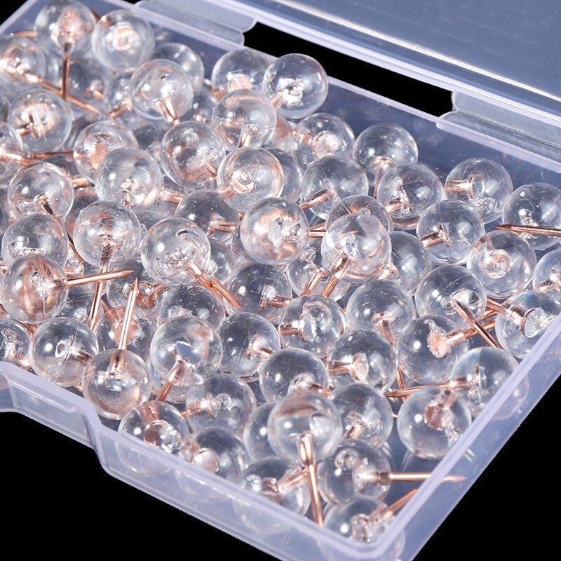 100pcs Drawing Thumbtack Board Pins Transparent Push Pins Thumb Photo Map Wall Studs For Office School DIY Art Supplies