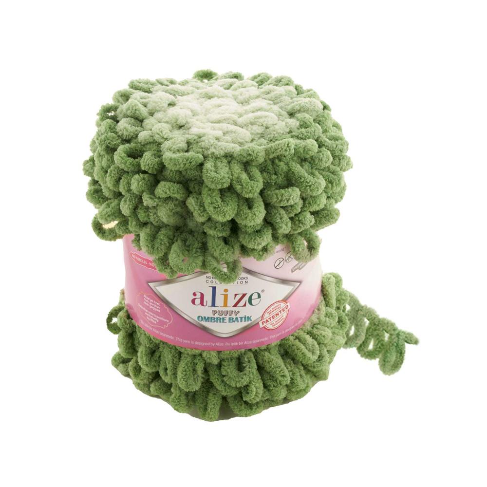 Finger Knitting Yarn - Easy Knitting - NO SKEWERS - NO NEEDLES - BIG - 55 Meters(600gr) - 11 Color - Alize Puffy Ombre Tie Dye-DIY: 7423