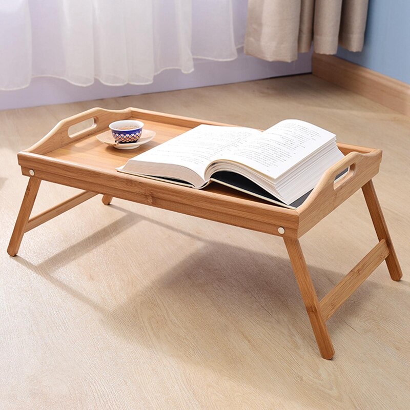 Foldable Wooden Bed Tray Breakfast Laptop Table Simple Dining Table Sofa Bed Dining Table With Handle Breakfast Table