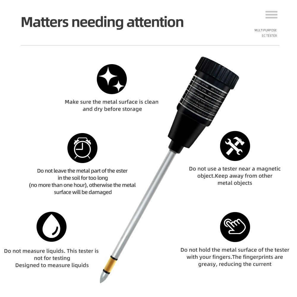 Handheld Soil PH Tester 2 in 1 PH &amp; Moisture Meter For Garden With 295mm/160mm Long Metal Probe Waterproof Soil Tester Kit Tools