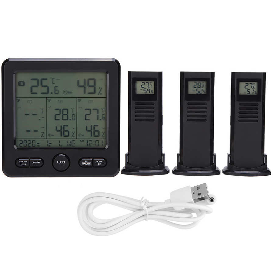 Draadloze Indoor Outdoor Thermometer Voor Weerstation TS-6210 Digitale Weer Thermometer Met Klok Kalender En Vochtigheid