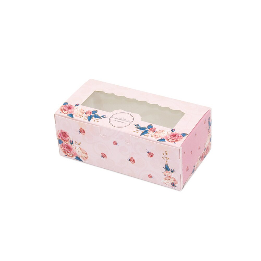 10 Pcs Box Party Foldable With Window Candy Rose Cute Packaging Multi Purpose Cupcake Wedding Cookies Easy Assemble Paper
