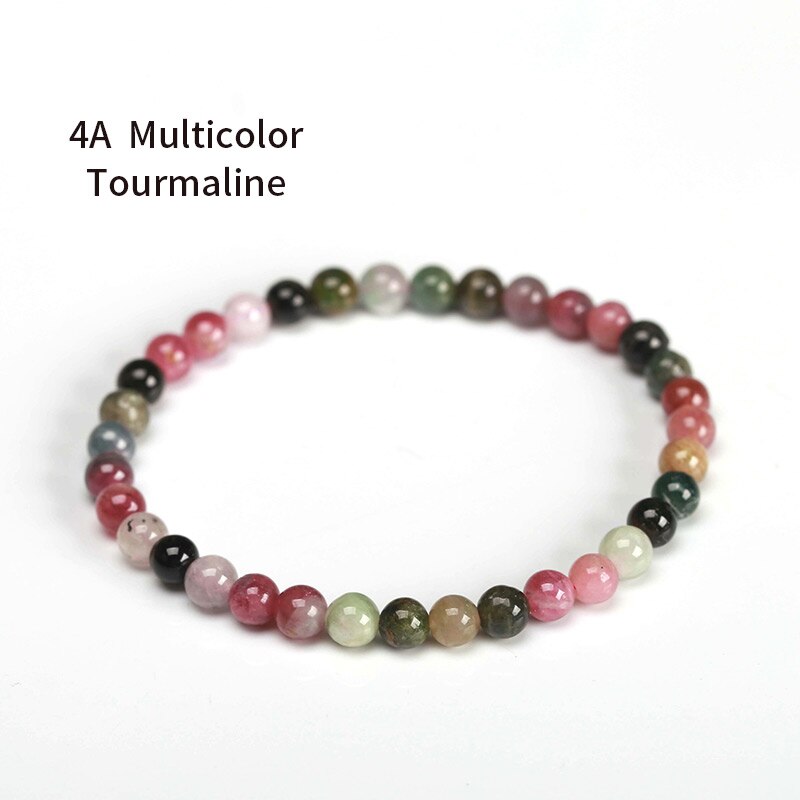 JD-pulsera de cuentas redondas con facetas de turmalina Natural, brazalete de 4mm, 12mm, grande, redonda, colorida, joyería elástica: 4A Tourmaline / 4mm