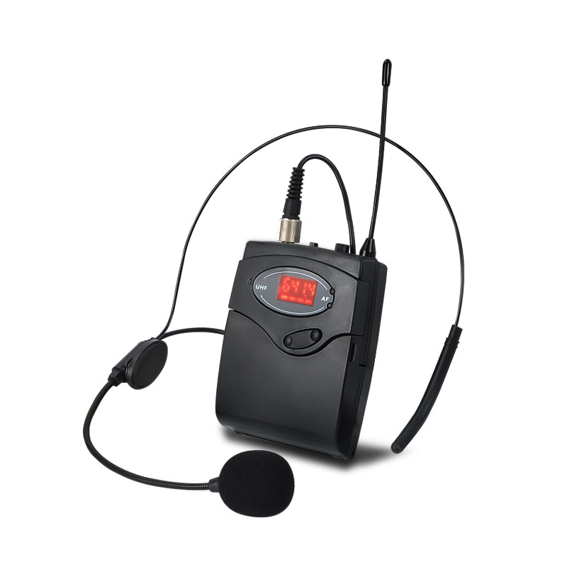 Wireless Microphone Set with Head-Wear + Lavalier Lapel Mics Transmitter Receiver UHF Frequency for Speech Teaching: Default Title