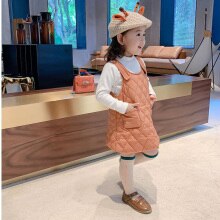 Chaleco de algodón coreano para niñas, prendas de vestir para otoño e invierno, falda con tirantes acolchada para bebés, novedad