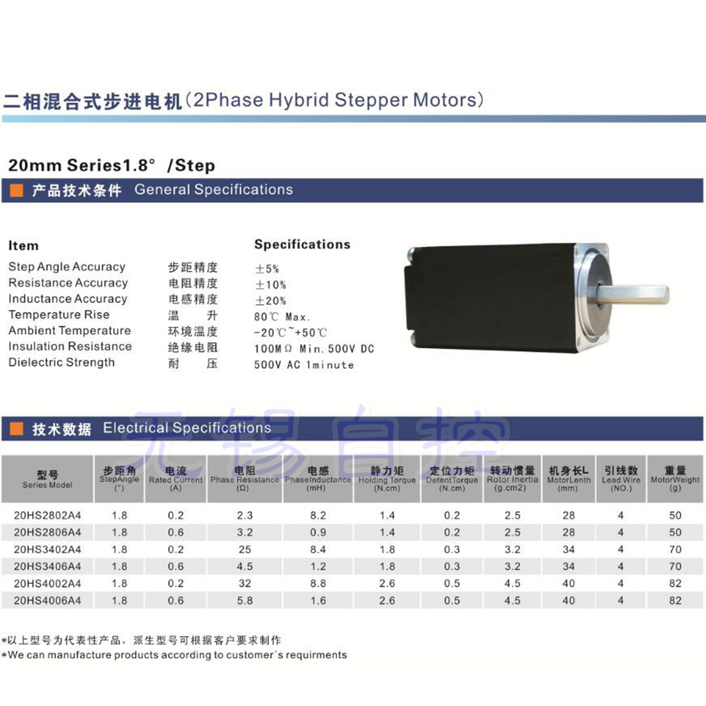 20BYGH NEMA 8 1.8 Deg 20mm 2-Phase 4-Wire Hybrid Stepper Motor Robot 3D Printer