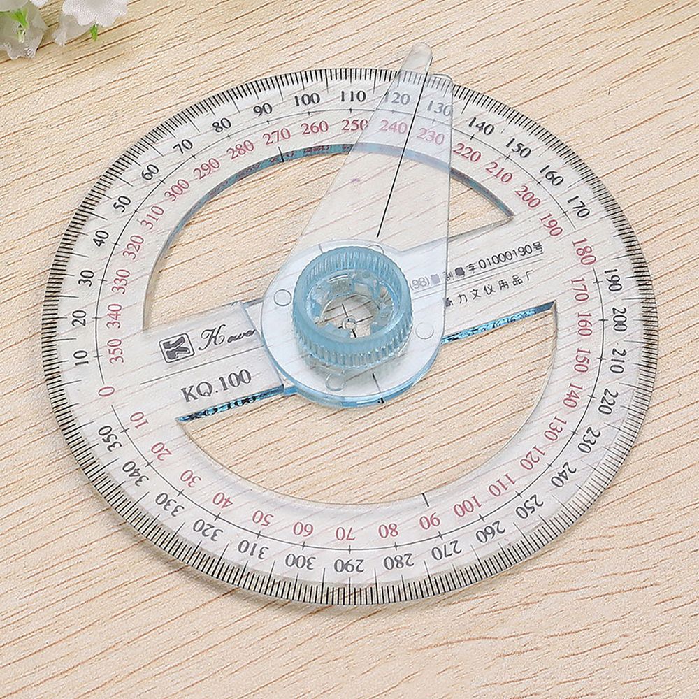 Plastic Round Ruler Patchwork Ruler 360 Degree Pointer Protractor Ruler Angle Finder Swing Arm For School Office Sewing Supplies