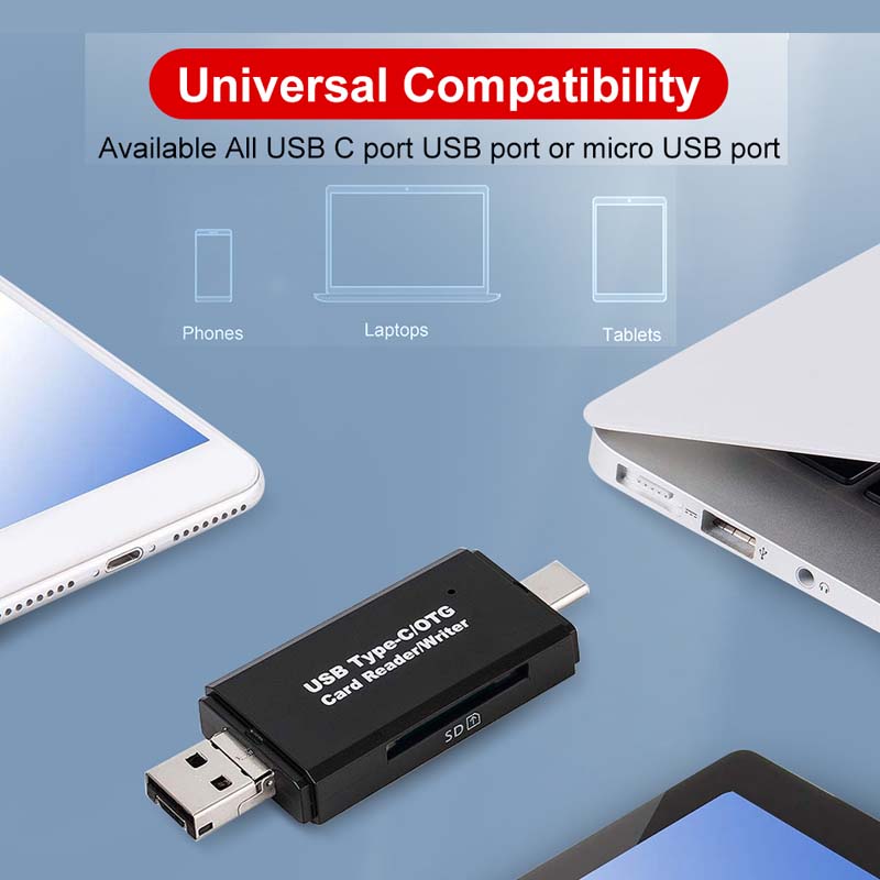 Type C & Micro Usb & Usb 3 In 1 Otg Kaartlezer High-Speed Usb 2.0 Universal Otg tf/Sd Voor Type-C Usbc Computer Uitbreiding Header