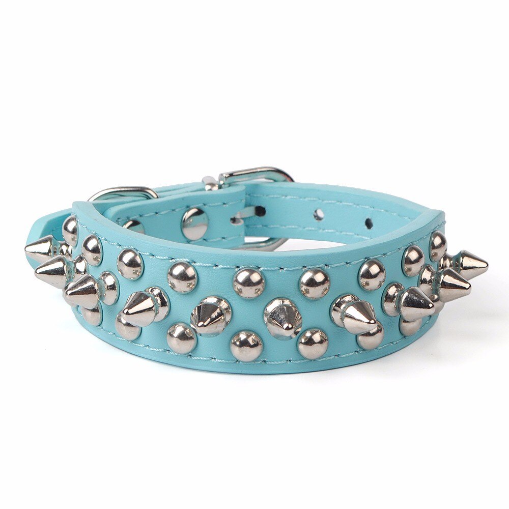 Cats Dog Leather Super Adjustable Leather Rivet Spiked Studded Pet Puppy Dog Collar Neck Strap Show Collar