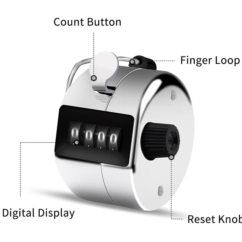 ABSF 12 Pcs Hand Tally Counter 4-Digit Lap Counter Clicker, Manual Mechanical Handheld Pitch Click Counter For School Golf