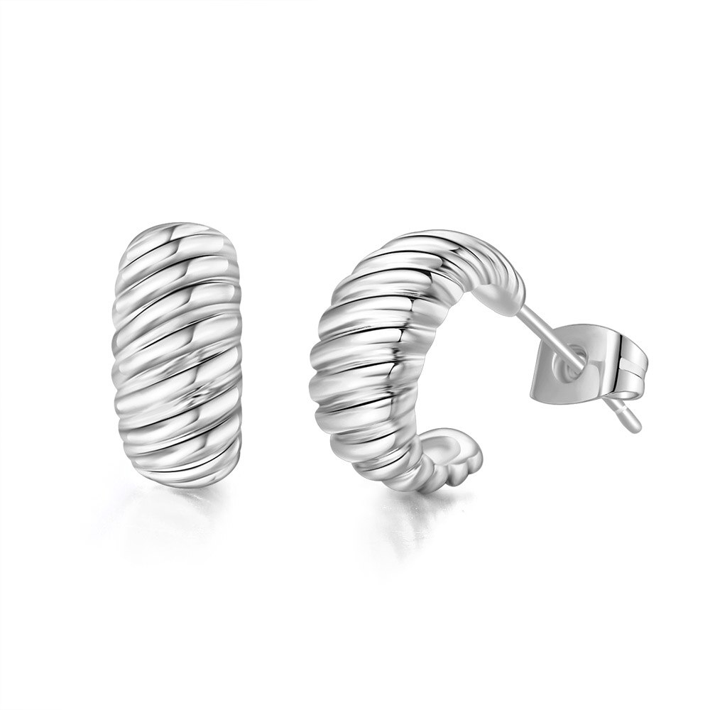 C form twist croissant øreringe til kvinder trendy chunky guld hoop øreringe cirkel rund ørering kvinde smykker  e473: E473-2