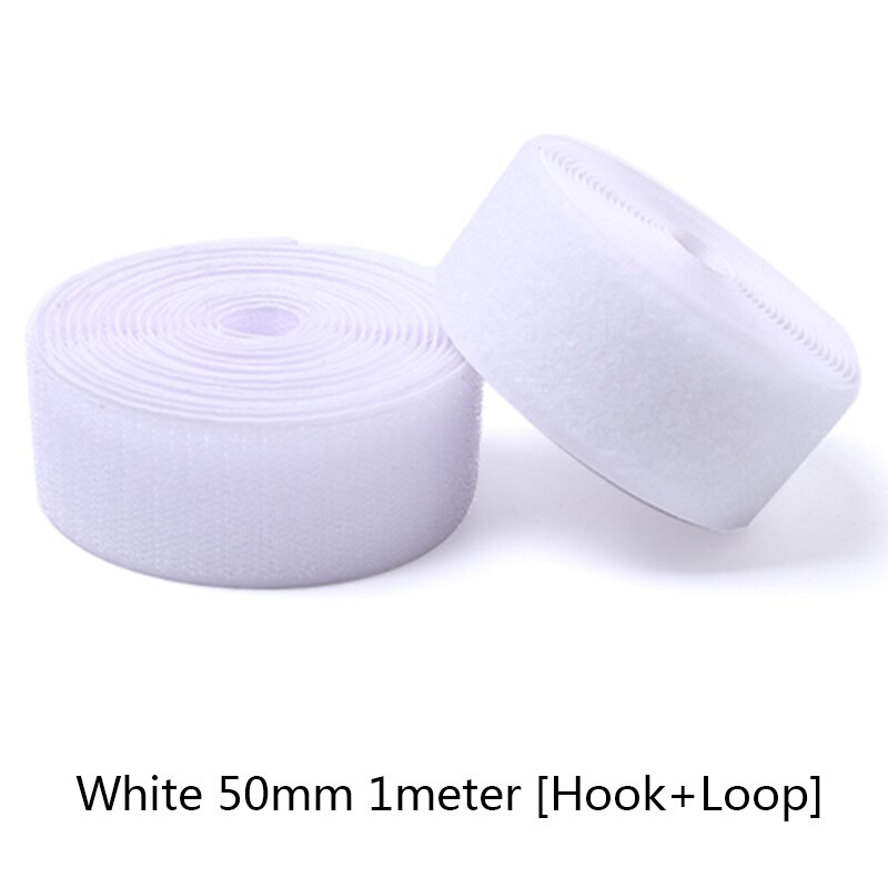 1M Strong Velcros Adhesive Hook Loop Fastener Tape Strip Nylon Sticker Velcro for Sewing DIY No Glue 16/20/25/30/38/50/100/150mm: white-50mm-1meter