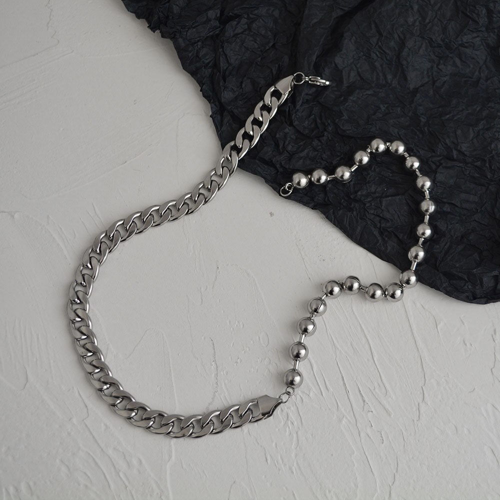 Titanium stalen cubaanse ketting met stiksels en kogelvormige schakels, coole ketting voor mannen en vrouwen, unisex, hiphop, streetstyle, veelzijdig, lief en cool.