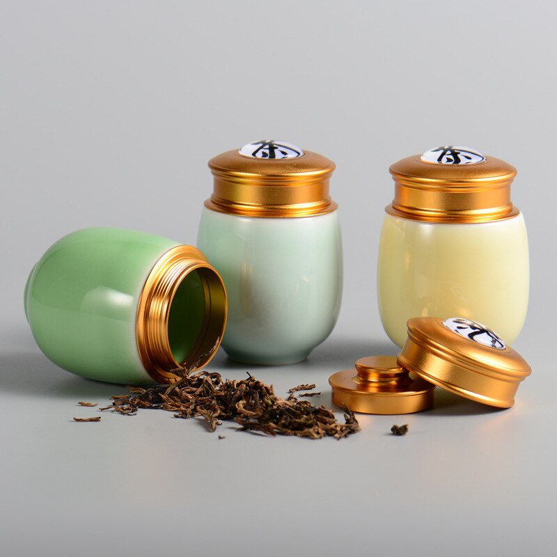 Celadon-latas selladas pequeñas para café, envases de metal para cereales, frutas secas, mini tanque de almacenamiento portátil para el hogar