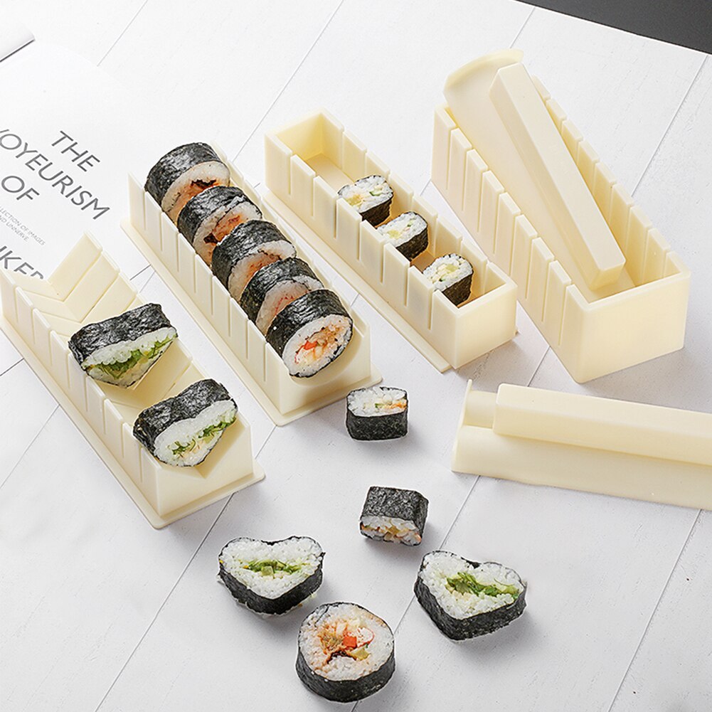 Sushi Maker Equipment Kit,Japanese Rice Ball Cake Roll Mold Sushi Multifunctional Mould Making Sushi Tools Kitchen DIY Set