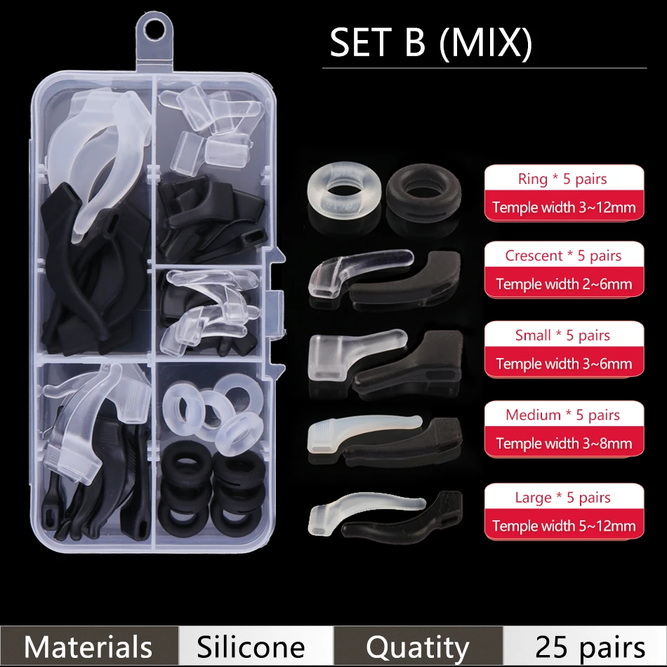 Retenue de lunettes, ensembles de lunettes de soleil, crochet d'oreille antidérapant en Silicone: Rouge