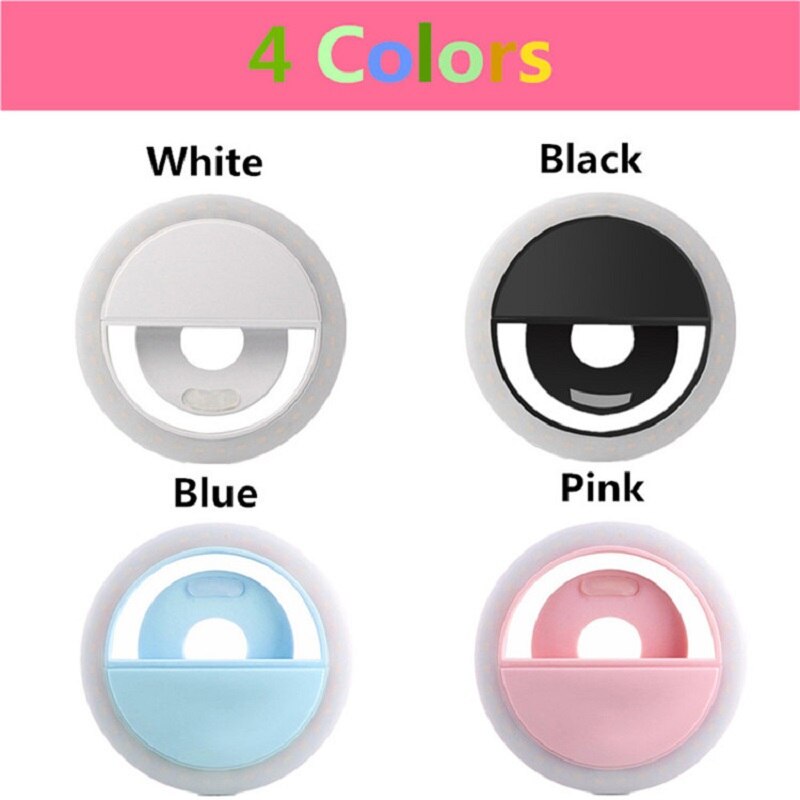Roreta LED Selfie Ring Light Flash lens beauty Fill Light Lamp USB Charging Portable Clip For Cell Phone Smartphone