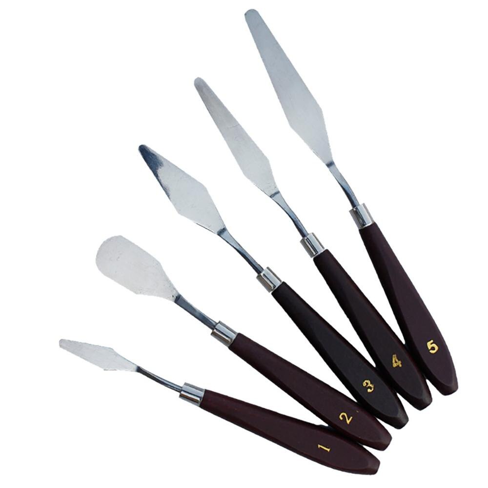 5pc Set Arts Stainless Steel Spatula Kit Palette Knife for Oil Painting Fine Arts Painting Tool Set Flexible Blades