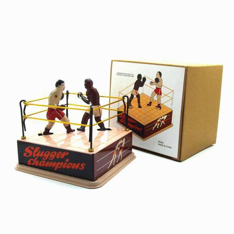 Klassieke Vintage Tin Speelgoed Boksen Ring Worstelen Boxers Met Wind-Up Sleutel Volwassenen Novelty Retro Stijl
