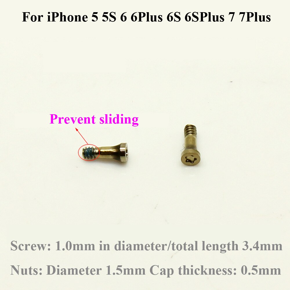 ChengHaoRan Volledige Schroeven Set voor iphone 4 4S 5 5S 6 6s 7 7P plus met 2 Bodem schroeven kleur willekeurige Vervanging zilver of goud