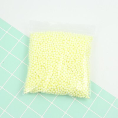 1 pack Polystyreen Piepschuim kleurrijke Ballen DIY Sneeuw Deeltjes Accessoires Slijm Ballen Kleine Tiny Kralen Voor Foam Filler 4- 6mm: yellow(10g)